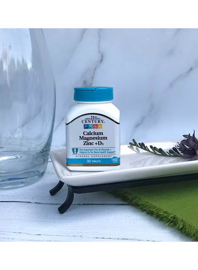 القرن الحادي والعشرون الكالسيوم والمغنيسيوم والزنك + مكمل غذائي د - 90 قرصًا - Image 3